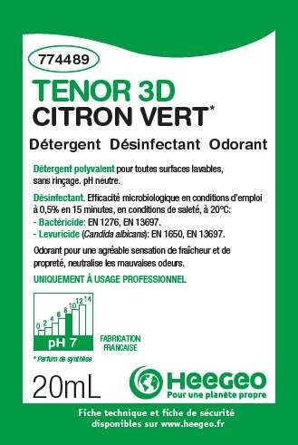 TENOR 3 D DETERGENT DESINFECT DESODO CITRON VERT C.250 DOSES