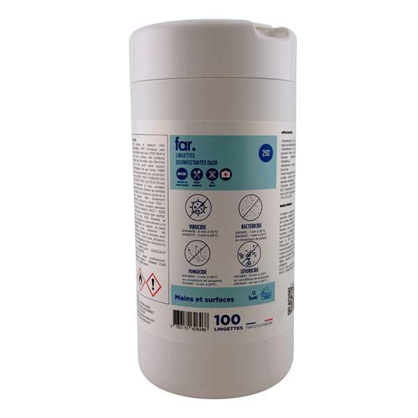 FAR LINGETTE DESINFECTANTE MAINS&SURF BTE 100F DASR (292)